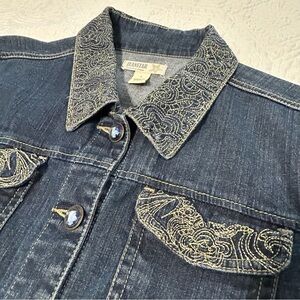 Jeanstar Dark Blue Denim Jacket with Embroidered Accents